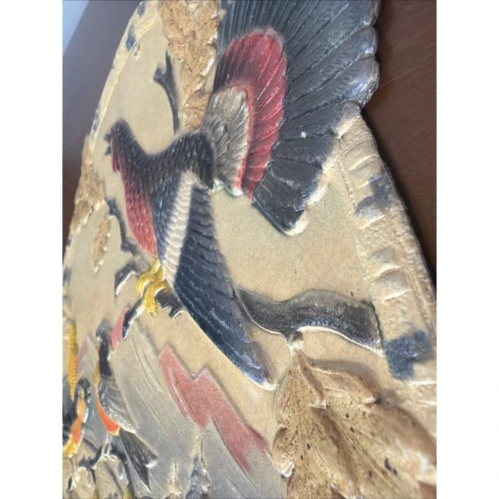 VTG antique embossed die cut german calendar topper back 3D cardboard Birds BIG